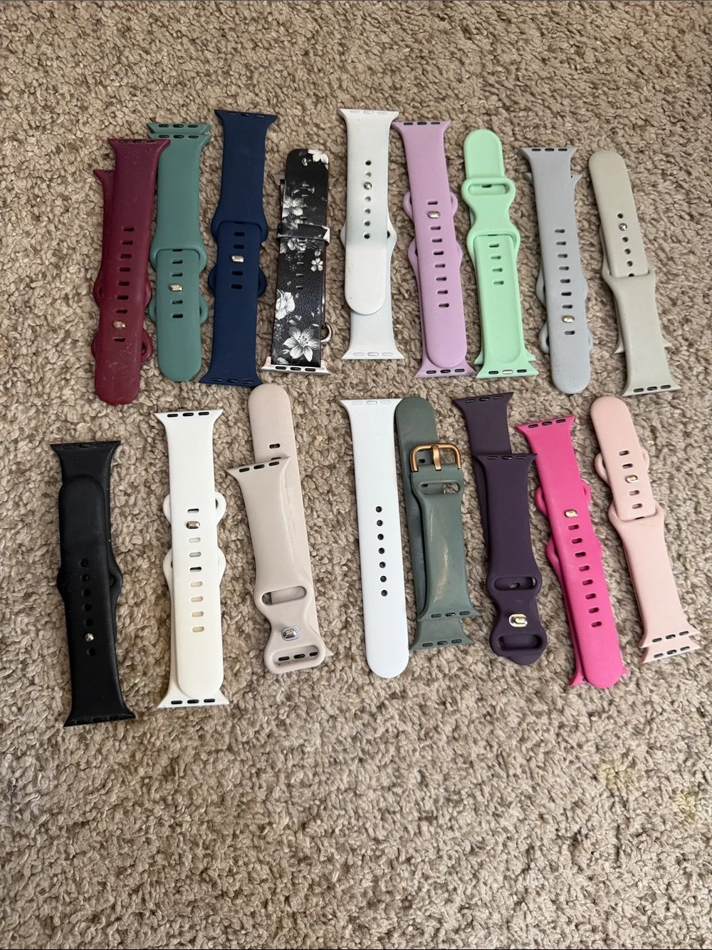 16 Apple Silicone & Leather Compatible Smartwatch Bands - Assorted Colors